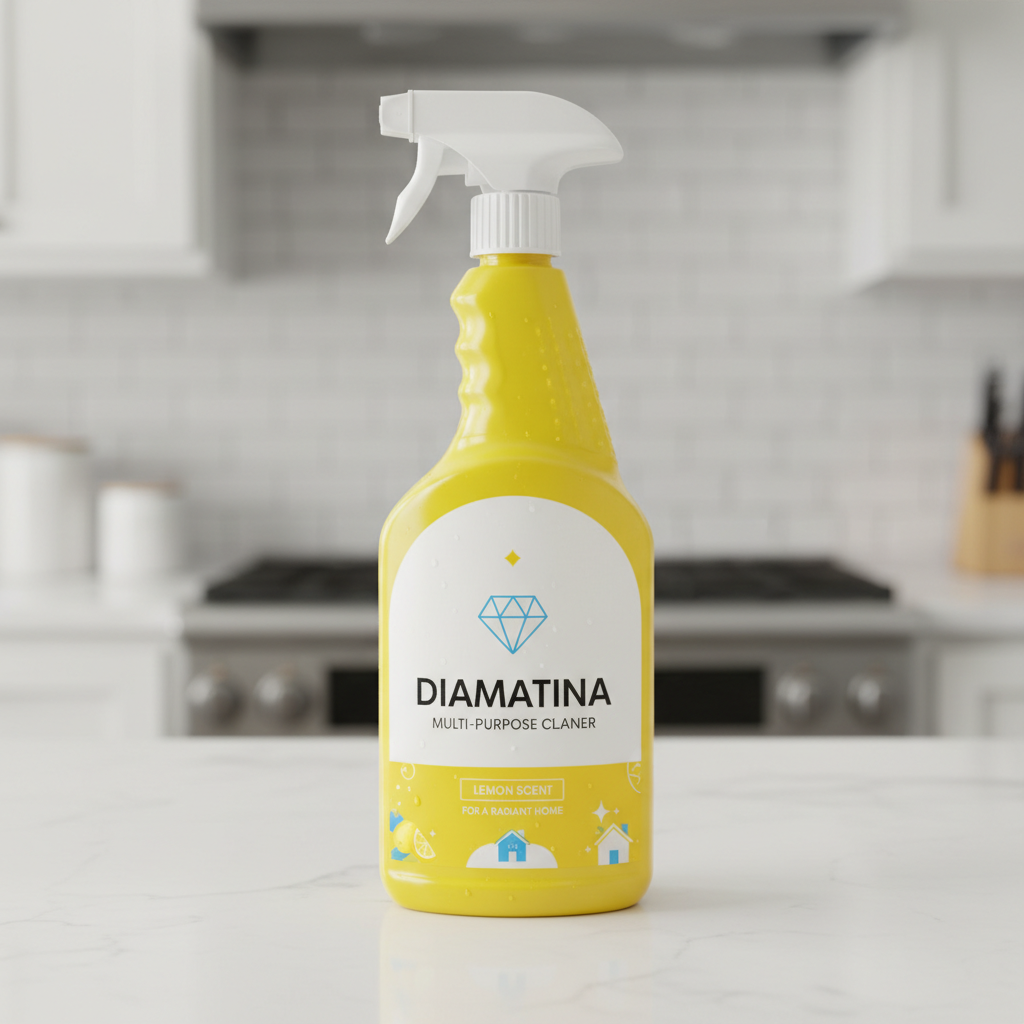 Professional cleaner wiping kitchen counter with eco-friendly spray bottle